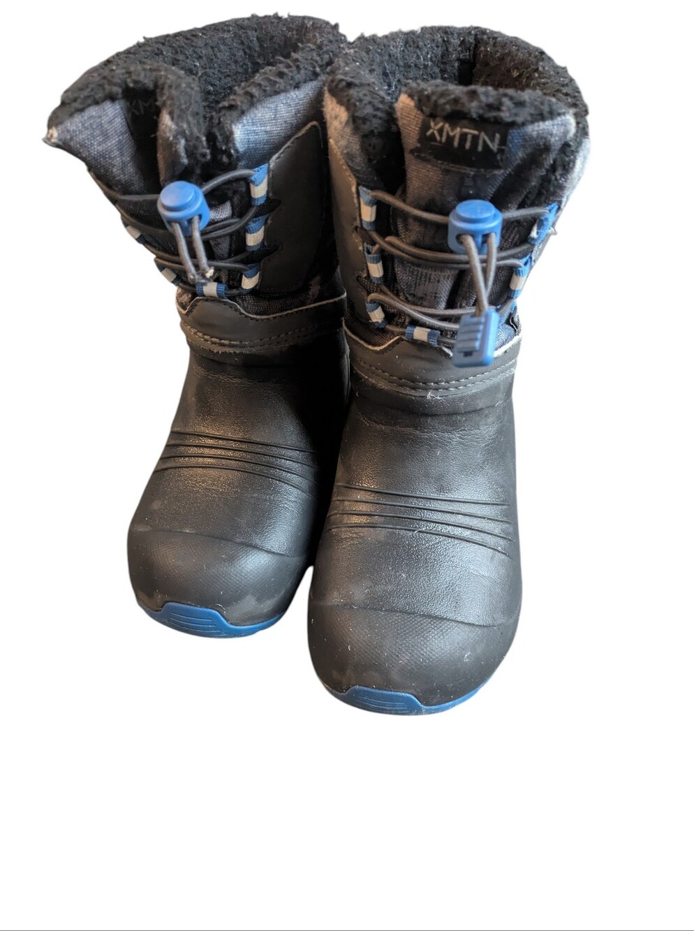 Kids Black and Blue Insulated Snow Boots